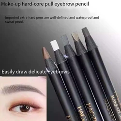 3PCS HAOZHUANG black leather pull eyebrow pencil natural durable waterproof and sweat-proof tattoo makeup artist special