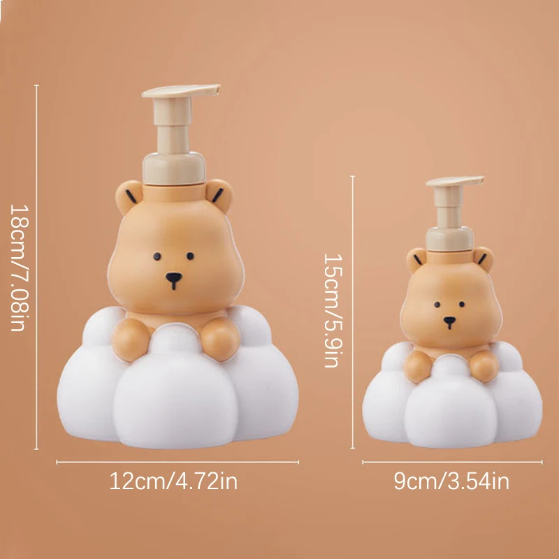 Cartoon Cloud Bear Foaming Soap Dispenser, Banheiro Hand Sanitizer, Shampoo Gel De Banho, Garrafa De Bomba Recarregável, Espuma Fazendo Recipiente