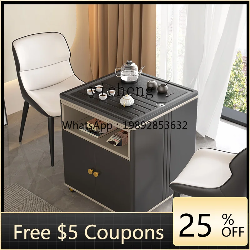 Wujinshi Tea Table Smart  Household Simple Light Luxury Tea Cabinet Living Room Balcony Tea Cart Mobile Kung