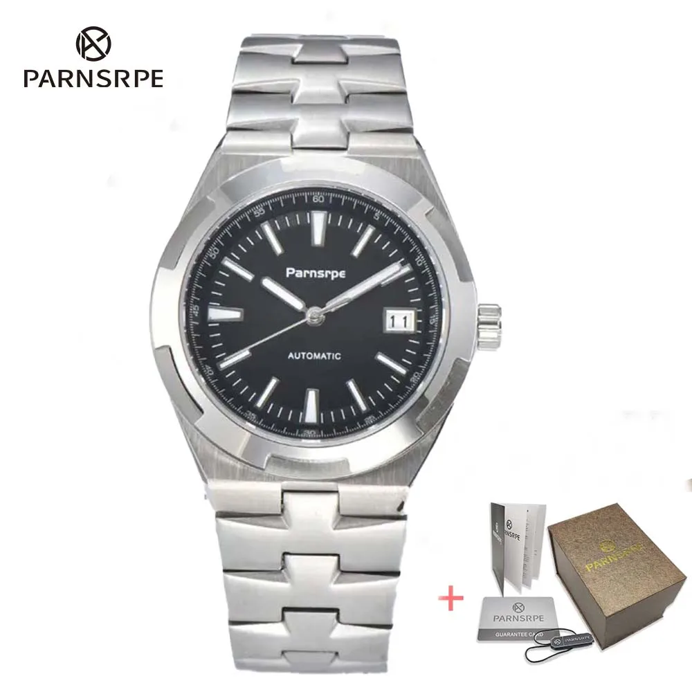 PARNSRPE brand newest model NH35 movement business mechanical watch sterile dial stainless steel case strap men\'s gift watch