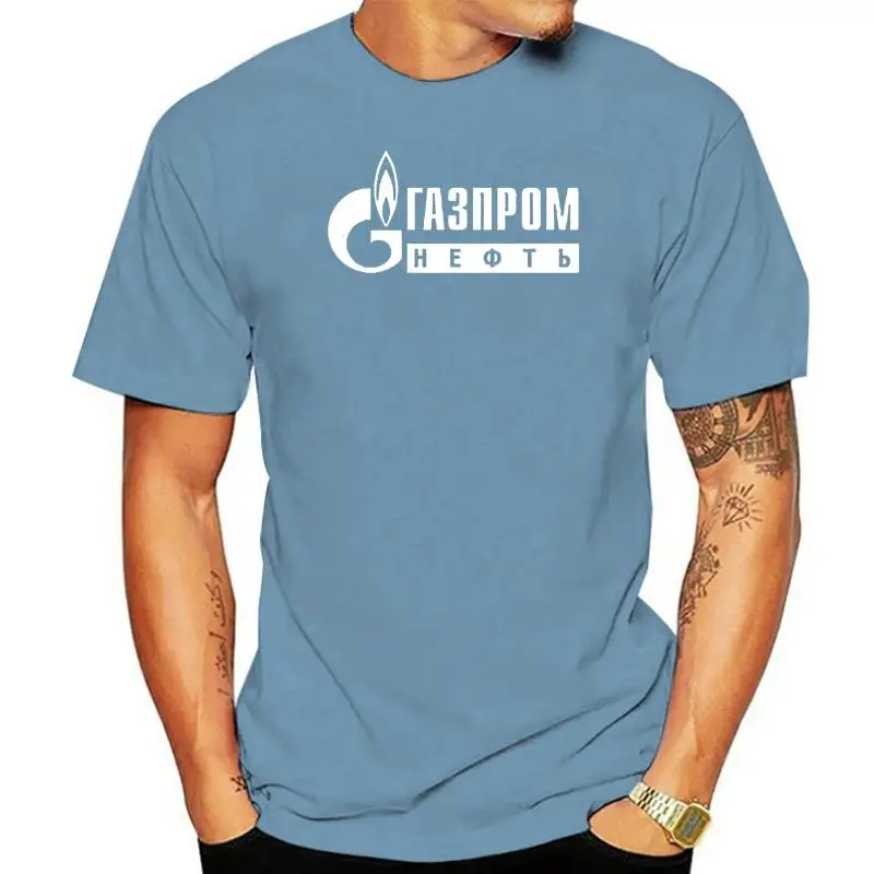 Gazprom Russia New Black T-Shirt Men Print Tees Short Sleeve O-Neck