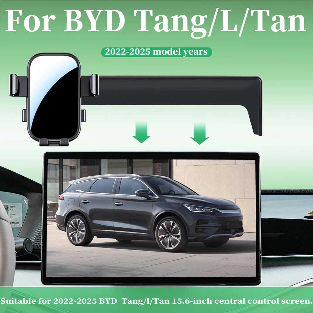In-car phone mount for left-hand drive BYD Tang and Tang L (EV/DM-i) models, compatible with the 15.6-inch center display.