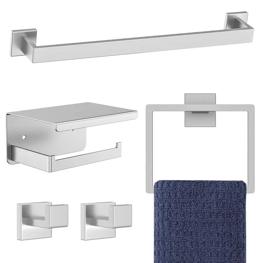 

Brushed Nickel Bathroom Hardware Accessories Set,16 Inch Towel Bar Set,Stainless Steel Bathroom Hardware Set Towel Holder Set fo