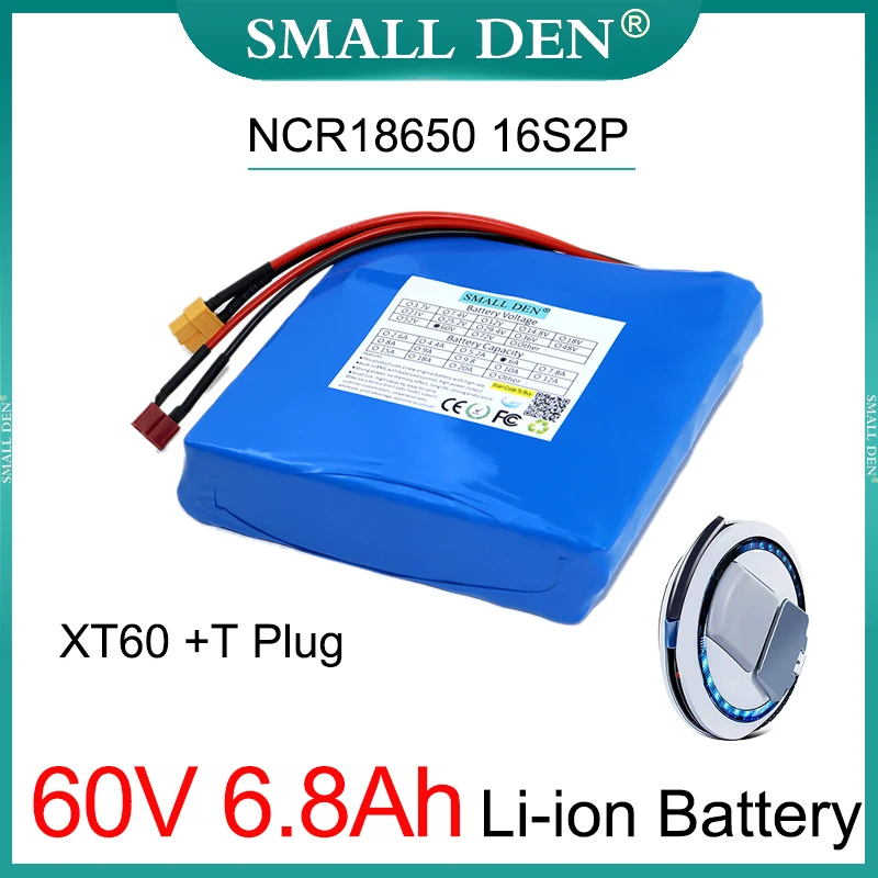 

New 60V 6.8Ah NCR18650 16S2P lithium battery pack 408WH Rechargeable Li-ion cell,For Self Balance Scooter Electric Unicycle/Bike