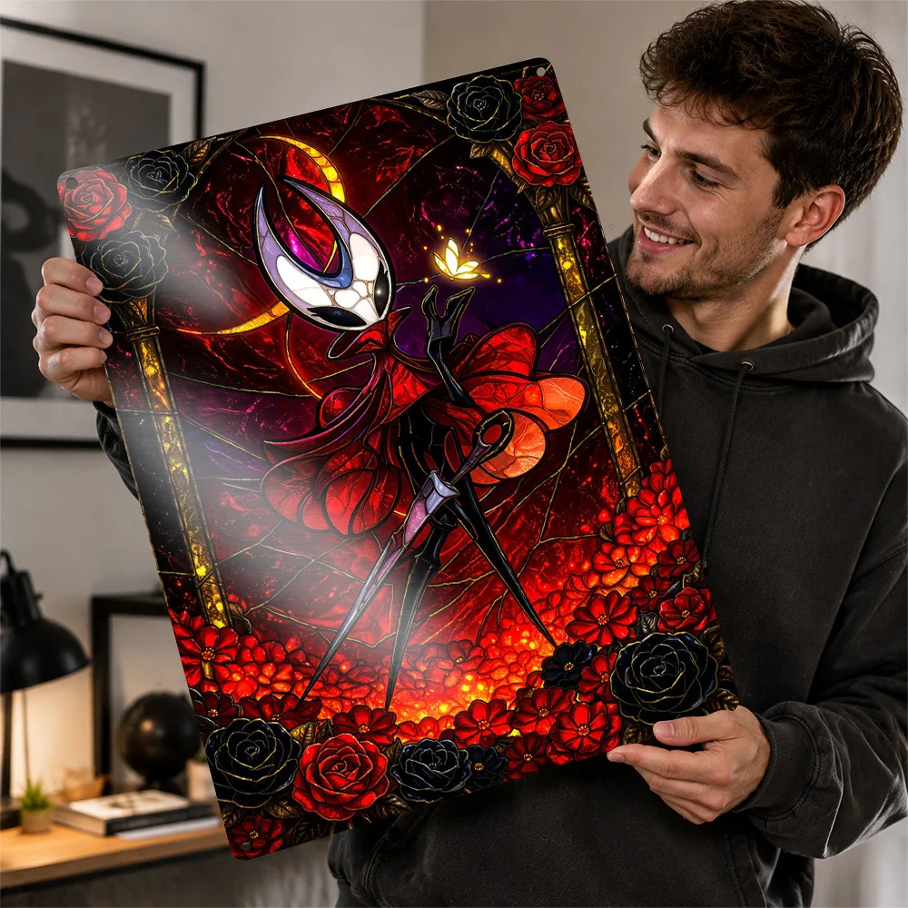Hornet and Butterfly Stained Glass Metal Poster Perfect Gift for Fans Lovers Customized Wall Art Metal Sign for Bar Accessories