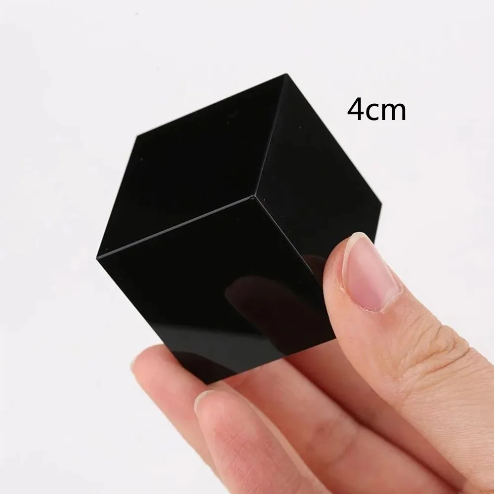 Natural Black Obsidian Cube Hexahedron Crystal Stone Meditation Yoga Balancing Desktop Paperweight Home Office Decor view 5