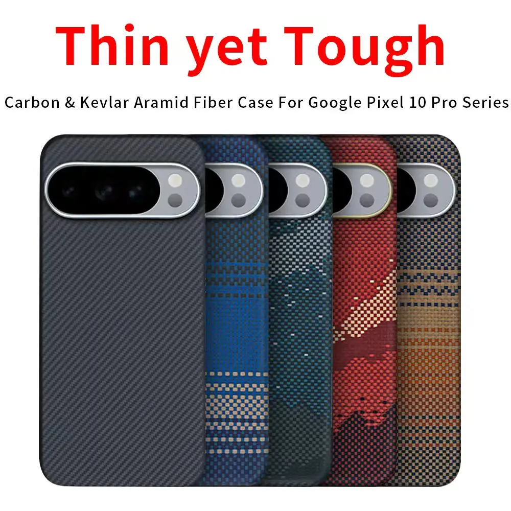 

For google pixel 10 pro xl aramid case 600d kevlar carbon fiber magsafe fabric thin hard cover magnetic balck Slim light red
