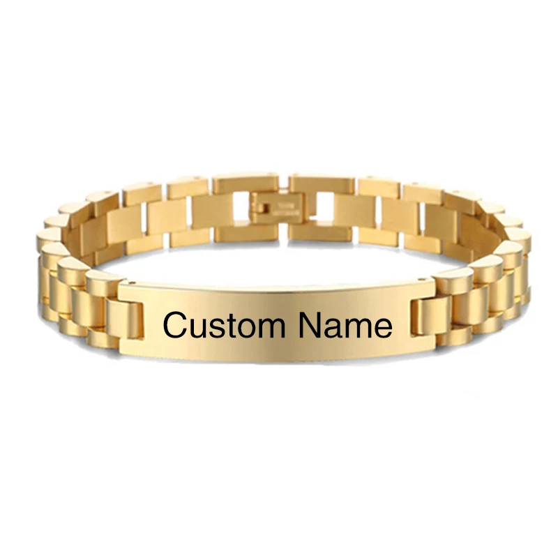Personalisierte Gravierbare Edelstahl-ID-Armbänder für Männer Individuell Gravierbare Namensschild-Identitäts-ID-Armbänder für Ihn 19-21CM – Detail 10