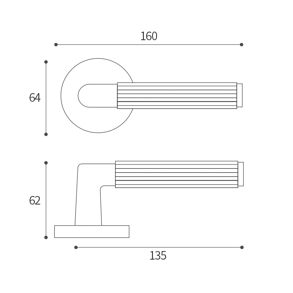 Viladepot Zinc Alloy Privacy Door Handle Striped Carved Handle Lever Round Base Bedroom Bathroom Door Lock Reversible
