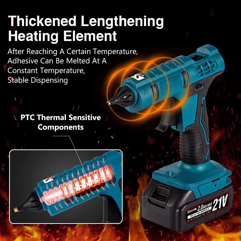 260°C Electric Hot Melt Glue Guns Industrial Mini Glue Guns Thermo DIY Electric Repair Power Tools Set for Makita 18-21V Battery
