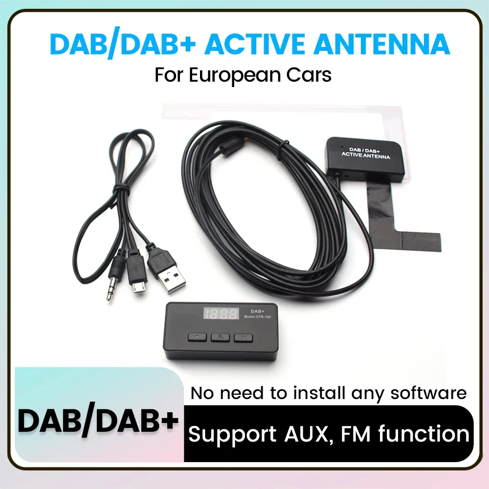 DTR168 DAB active antenna Radio Receiver Digital Signal Broadcast Adapter Car Antenna Digital Tuner Box DAB+ for European Cars