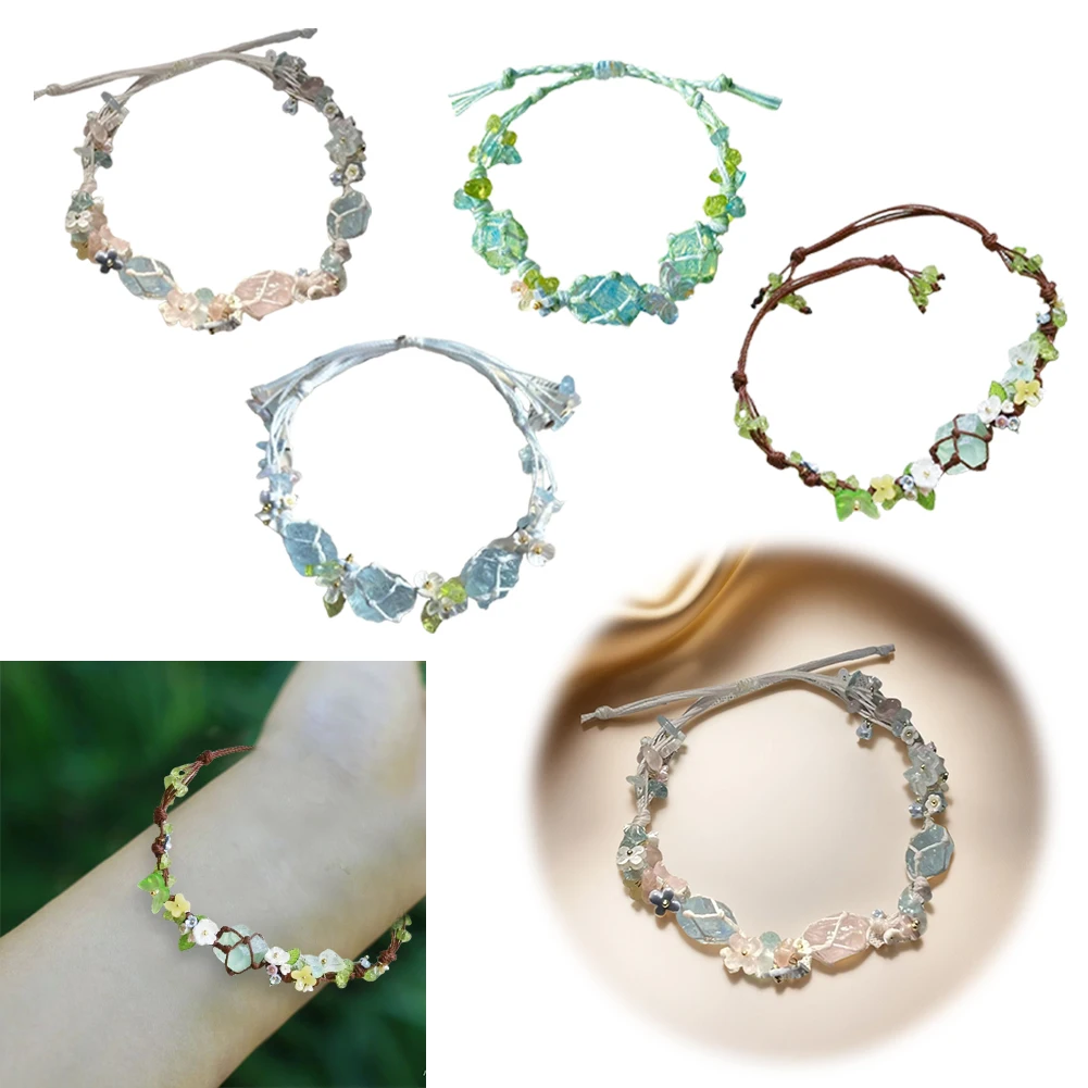 

Gemstone Bracelet Material Pack Aesthetic Natural Stone Bracelet Exquisite Colorful Gravel Bead Bracelet for Crystal Lovers