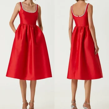 מותאם אישית באיכות גבוהה pleat beading מרובעים מרובעים מרובעים מהודרים שמלות מאירוע שמלות מזדמנות לשעבר