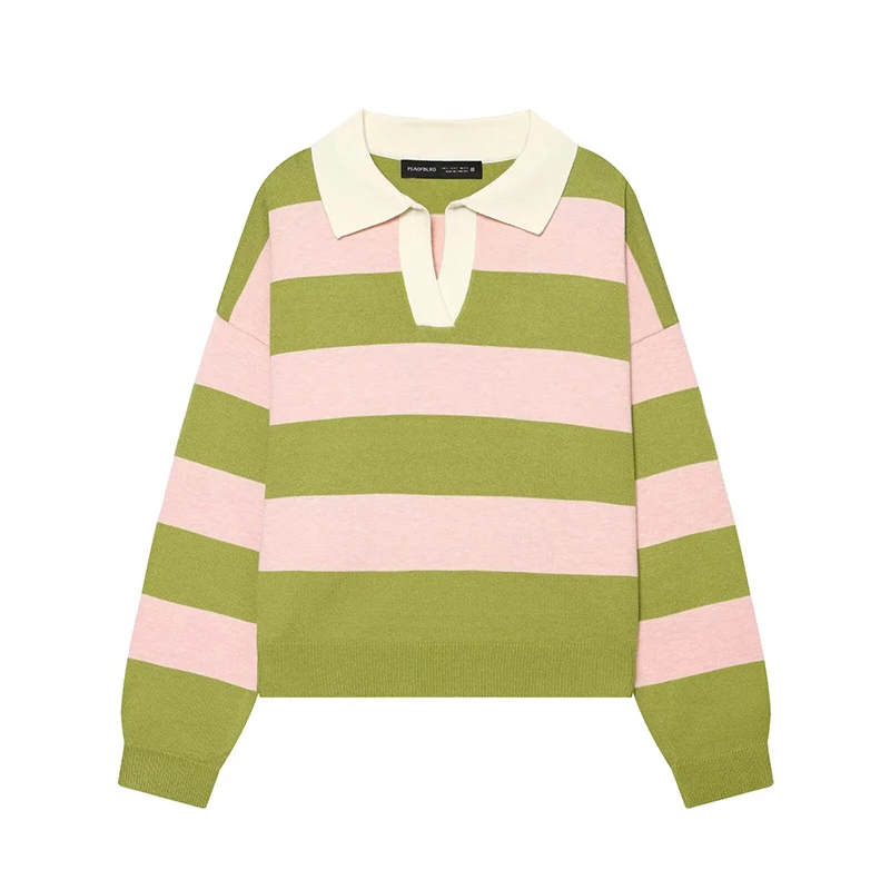 Women's Sweater Autumn 2026 New Fashion Striped Loose Elegant Women's Warm Sweater Chic Young Students Elegant Pullover Sweater
