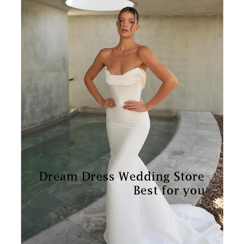 DREAM-vestidos de novia largos de sirena de color marfil personalizados, sin espalda, hasta el suelo, cola de barrido, vestido de novia hecho a medida para mujer 2025