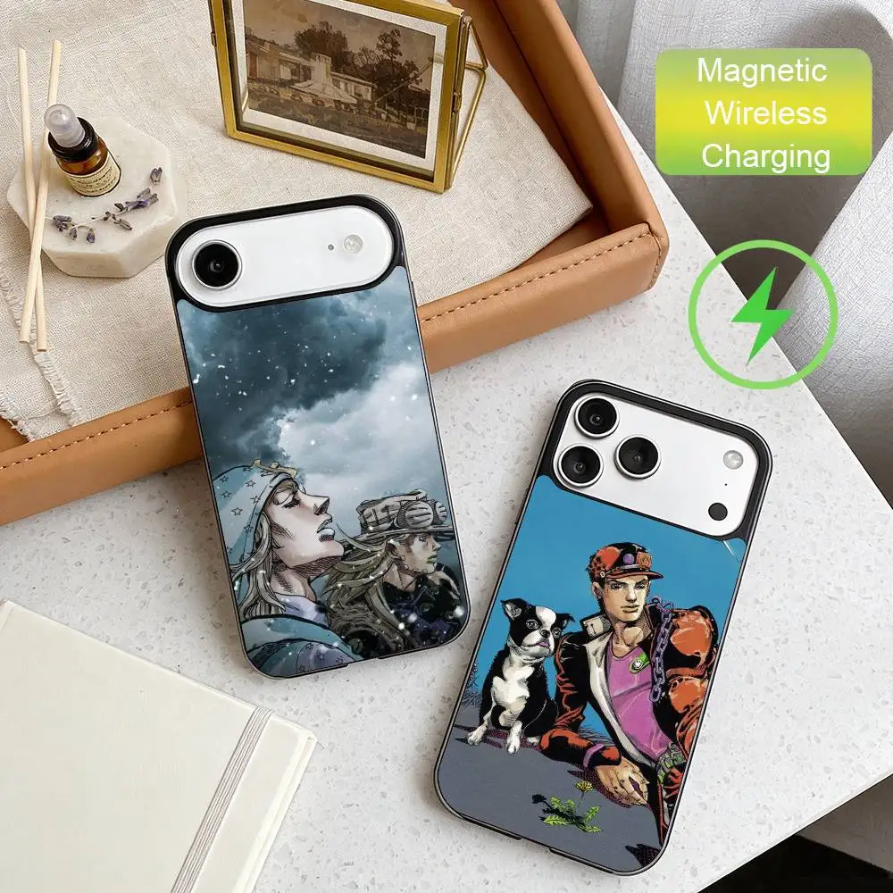 

J-JoJo's Bizarre A-Adventure Phone Case For iPhone17,16,15,14,13,12,Wireless charging protective case soft cover