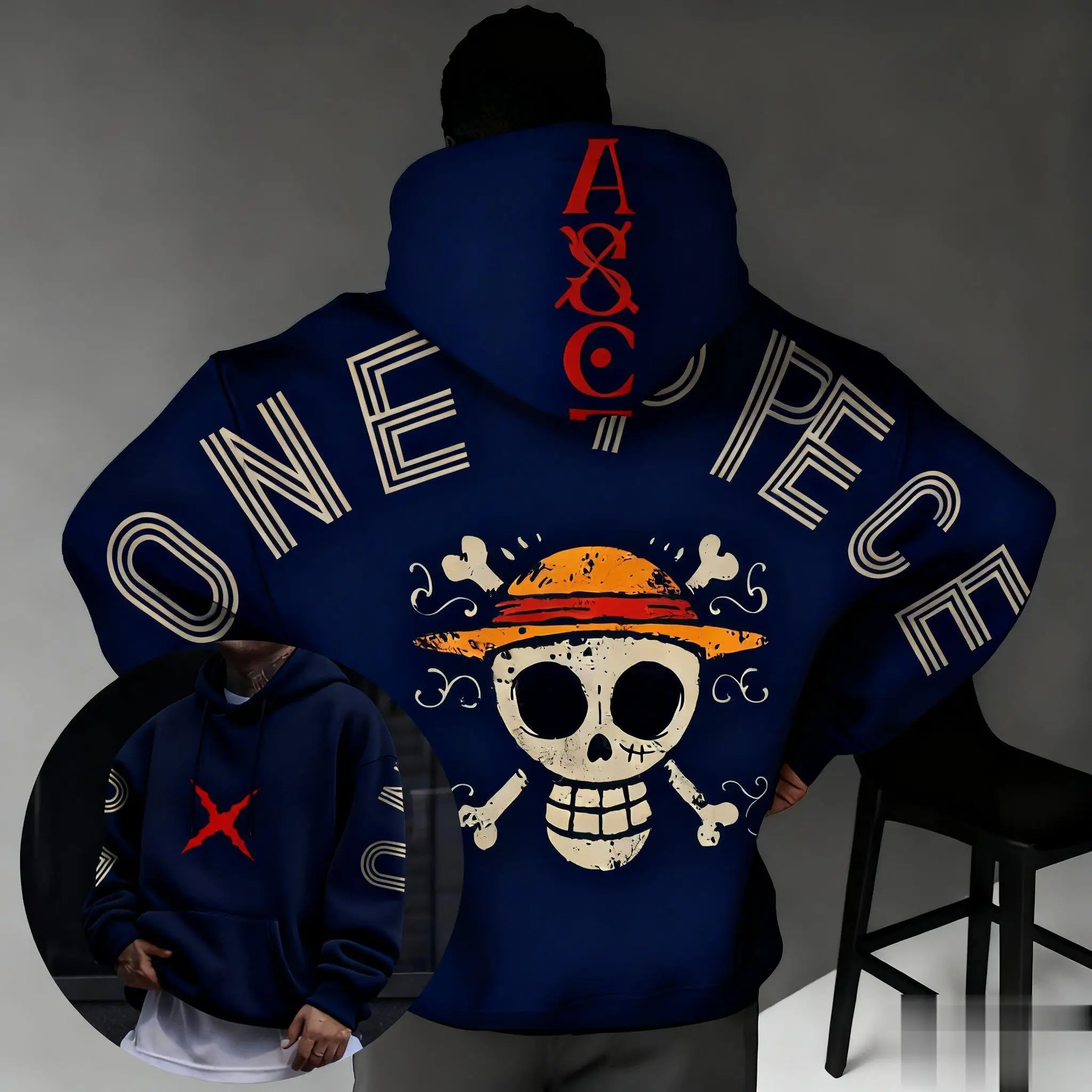 

Y2k Oversized One Piece Hoodie Women Men Anime Print Pullover Jacket Streetwear Autumn Winter New Sweatshirt Long-Sleeve Tops