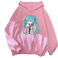 Cute and Kawaii Hatsune Miku Cartoon Print Comfortable Children's Autumn and Winter Outdoor Casual Fashion Hooded Sweatshirt