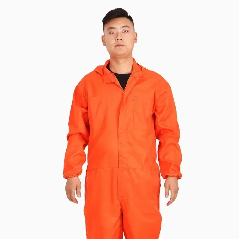 Work Jumpsuit Waterproof Elastic Cuff Multiple-Pockets Anti-static Polyester Long Sleeve Men Coveralls Work Uniform for Male