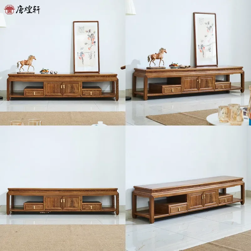 For Chinese Antique Style Solid Wood TV Cabinet Mahogany Chicken Wing Wood Living Room Bedroom Simple Storage Locker