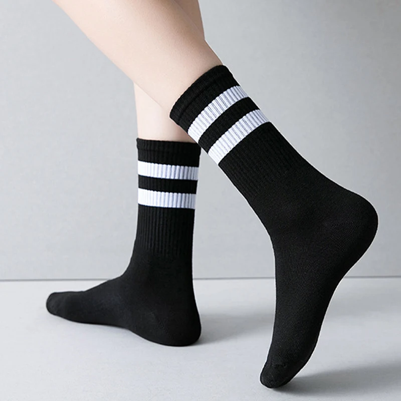 5 Pairs of High-Quality Mid Length Unisex Socks Popular Parallel Bars Comfortable Soft Casual Breathable Sports Socks