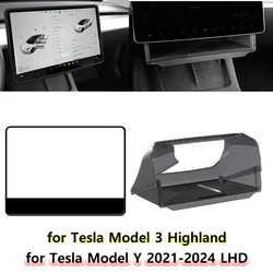 For New Tesla Model 3 Highland Y 2024 Accessories Under-Screen Hidden Storage Organizer Box Center Console Screen Protect Trim