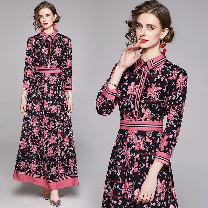 And Black Red Color Patchwork Elegant Wrist Sleeve Women Spring Summer Dresses Feminino High Waist Big Wave Evening Party Robe