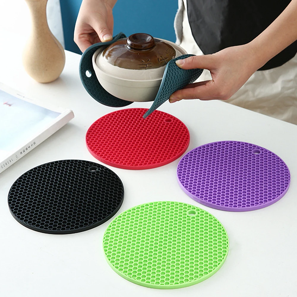 Round Heat Resistant Silicone Mat Drink Cup Coasters Insulation Non Slip Pot Holder Thicken Table Placemat Kitchen Accessories
