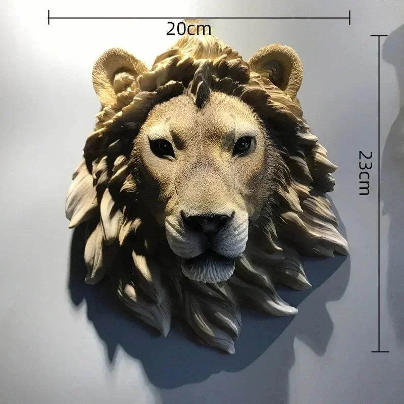 Décoration murale tête d'animal américaine, pendentif rétro 3D, simulation lion et loup, ornement inspirant pour bar et maison, artisanat en résine