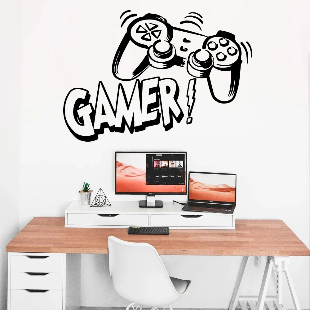 Large Gamer Vinyl Wall Sticker Game Room For Kids Baby Room Decoration Gaming Boys Decor Wall Decals Poster Wallpaper Mural