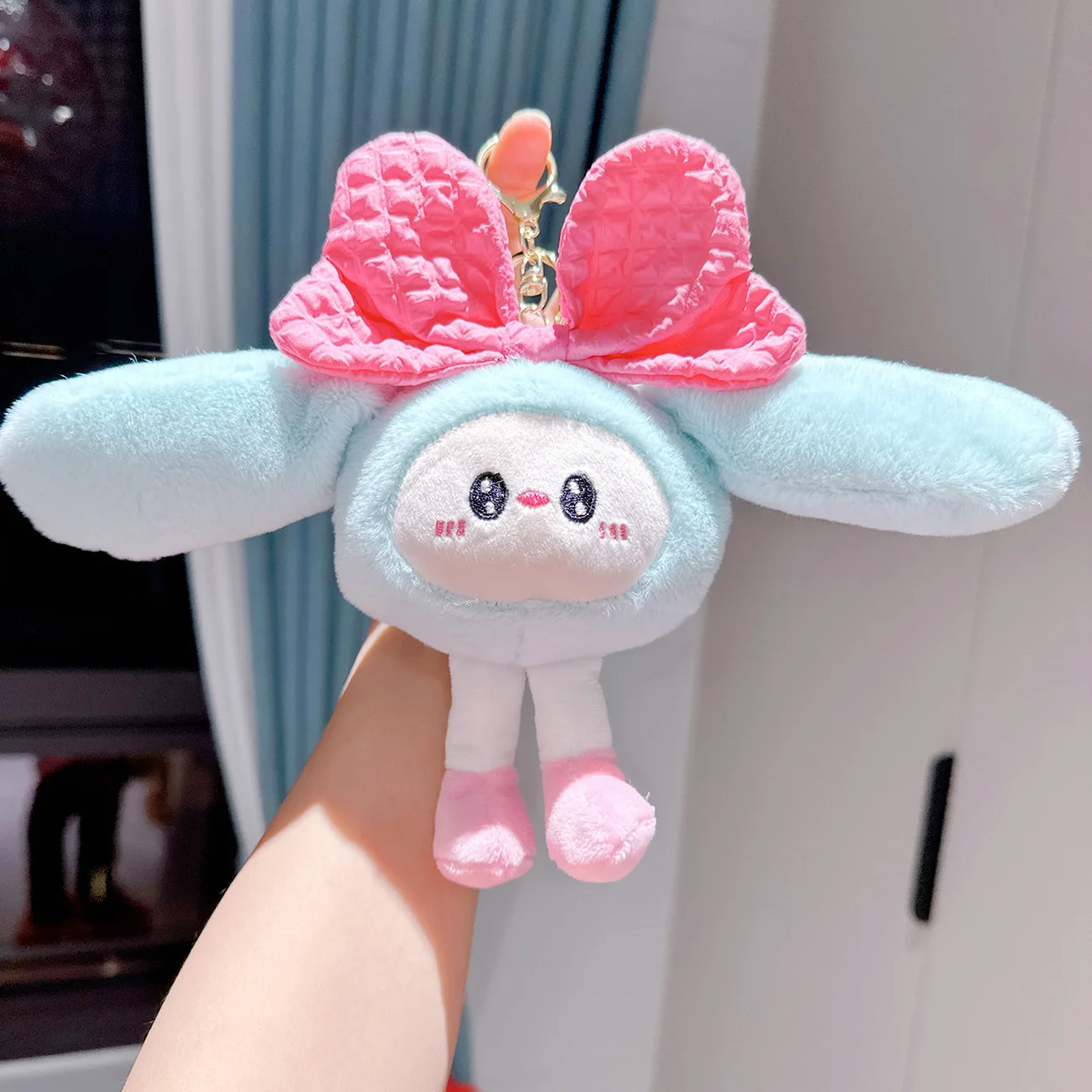 new Cute Children's Doll Pendant Cute Long Eared Elf Little Rabbit pretty bow Doll Exquisite Bag Pendant Car Keychain Keychain