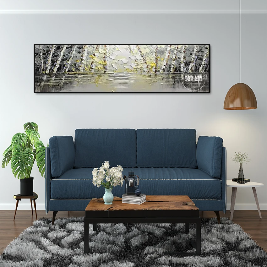 

Natural Scenery Art Paintings, Frameless Canvas Artwork, Acrylic Decoration, Tree Landscape Abstract Picture, Modern Design Wall