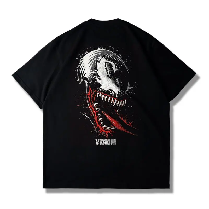 تي شيرت Marvel Genuine Marvel Joint Venom للرجال والنساء برسومات فضفاضة للرجال والنساء نفس الأكمام القصيرة المريحة