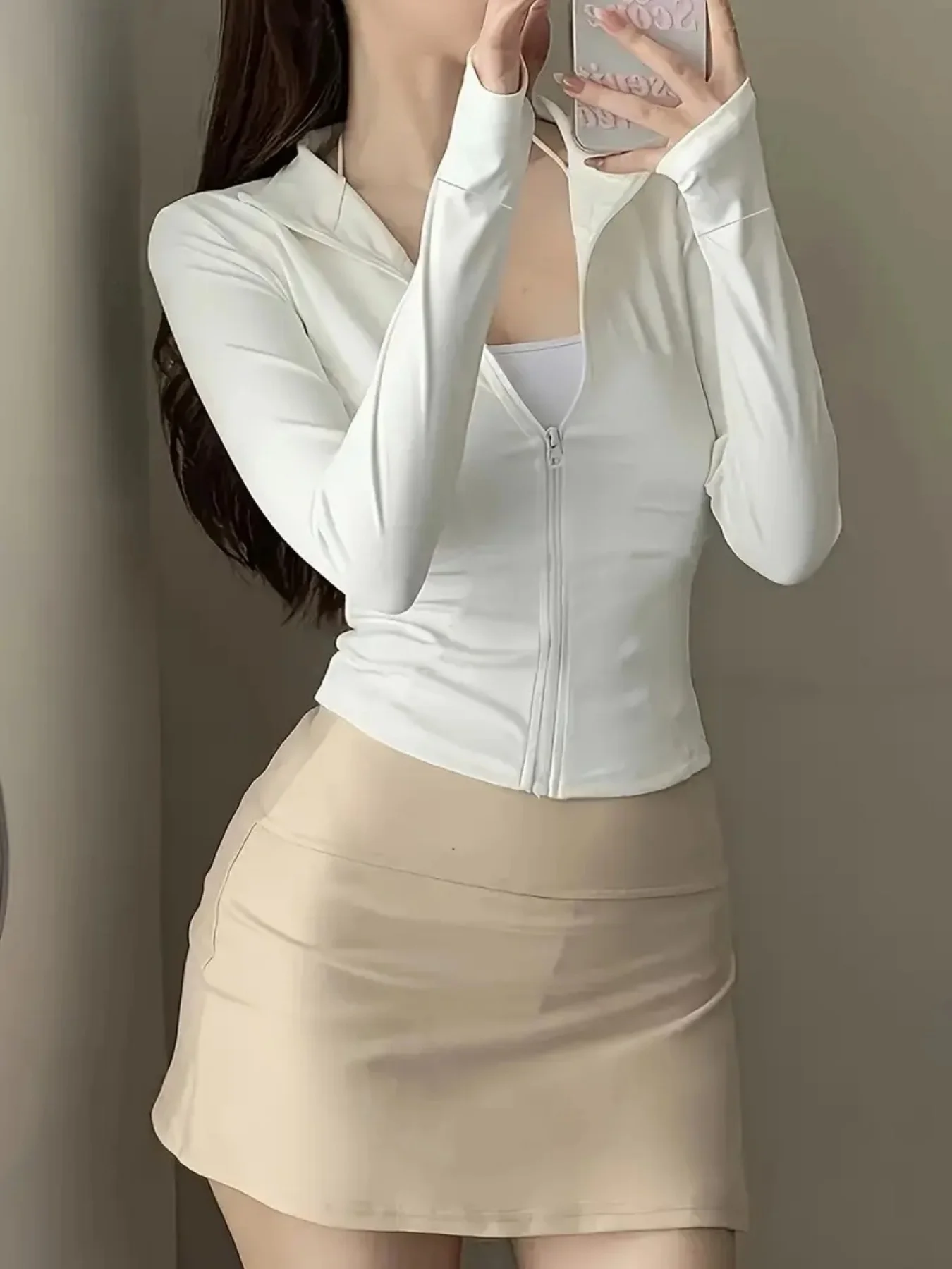 

Korean Style All-Season Versatile Training Fitness Running Long-Sleeve Cardigan Top for Women, Outdoor Slimming Cycling Stretchy Sports Jacket, Trendy Girls' Training Tight-Fitting Sports Yoga Wear, Ins Style