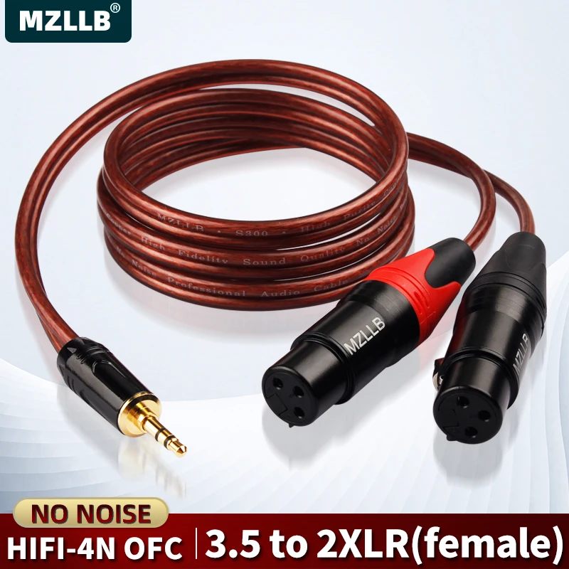 

MZLLB 3.5 to dual XLR(Female) audio cable 1 to 2XLR to 3.5 HIFI OFC Effectors / Mixer / CD player connected to speakers