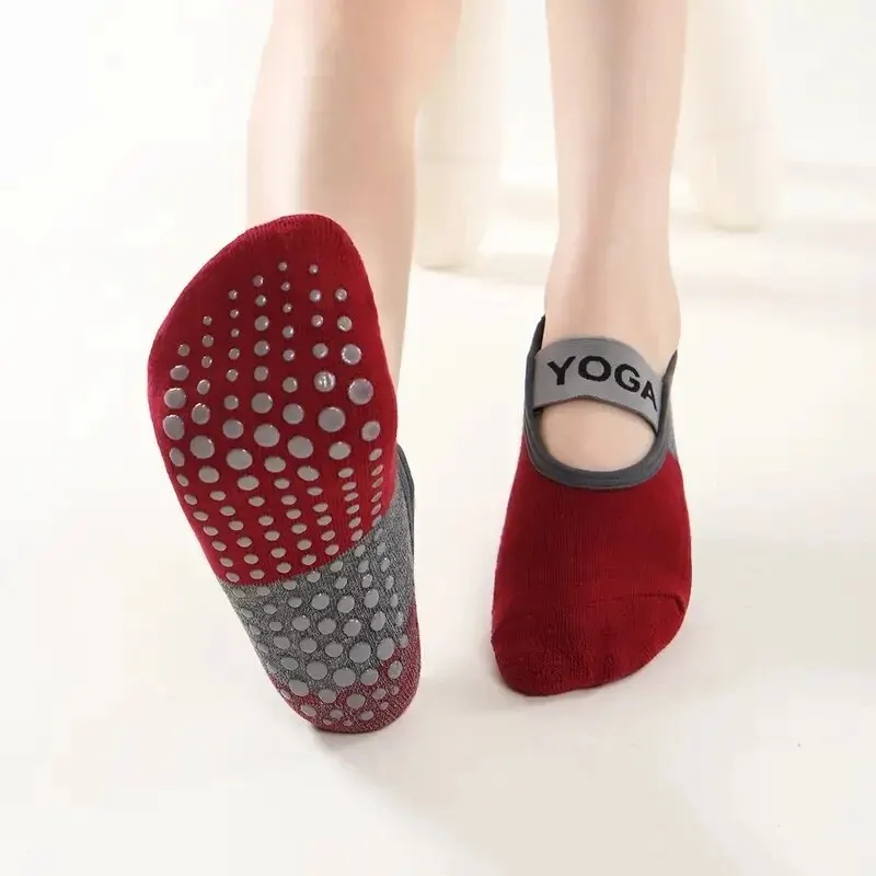 Professional Women Anti-slip Yoga Socks Backless Bandage Pilates Socks Ladies Ballet Dance Fitness Slipper Cotton Sports Socks image 4