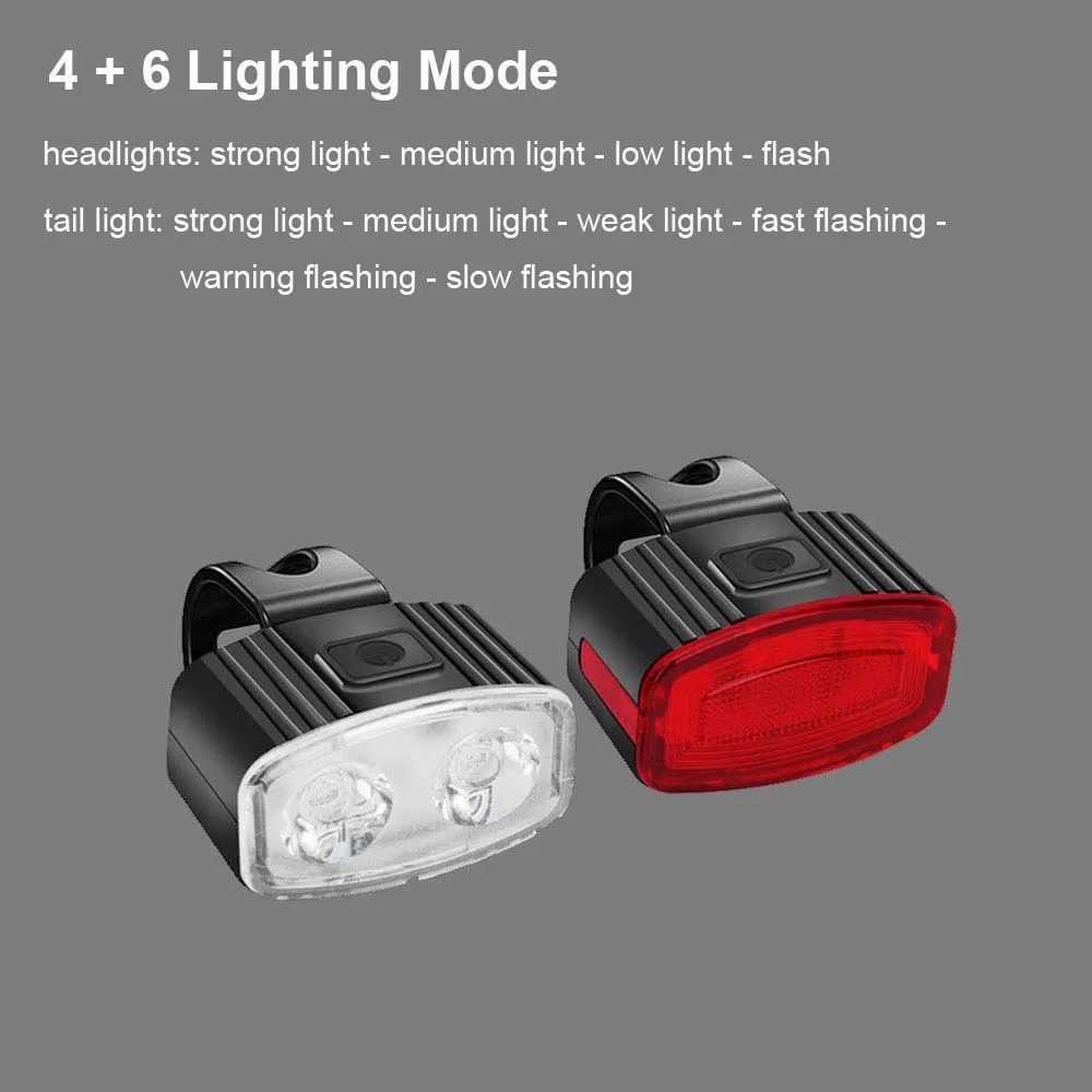 Cycling Bicycle Lights Bike Front Rear Light Taillight Headlight USB Rechargeable MTB Safety Warning Tail Light Bike Accessories