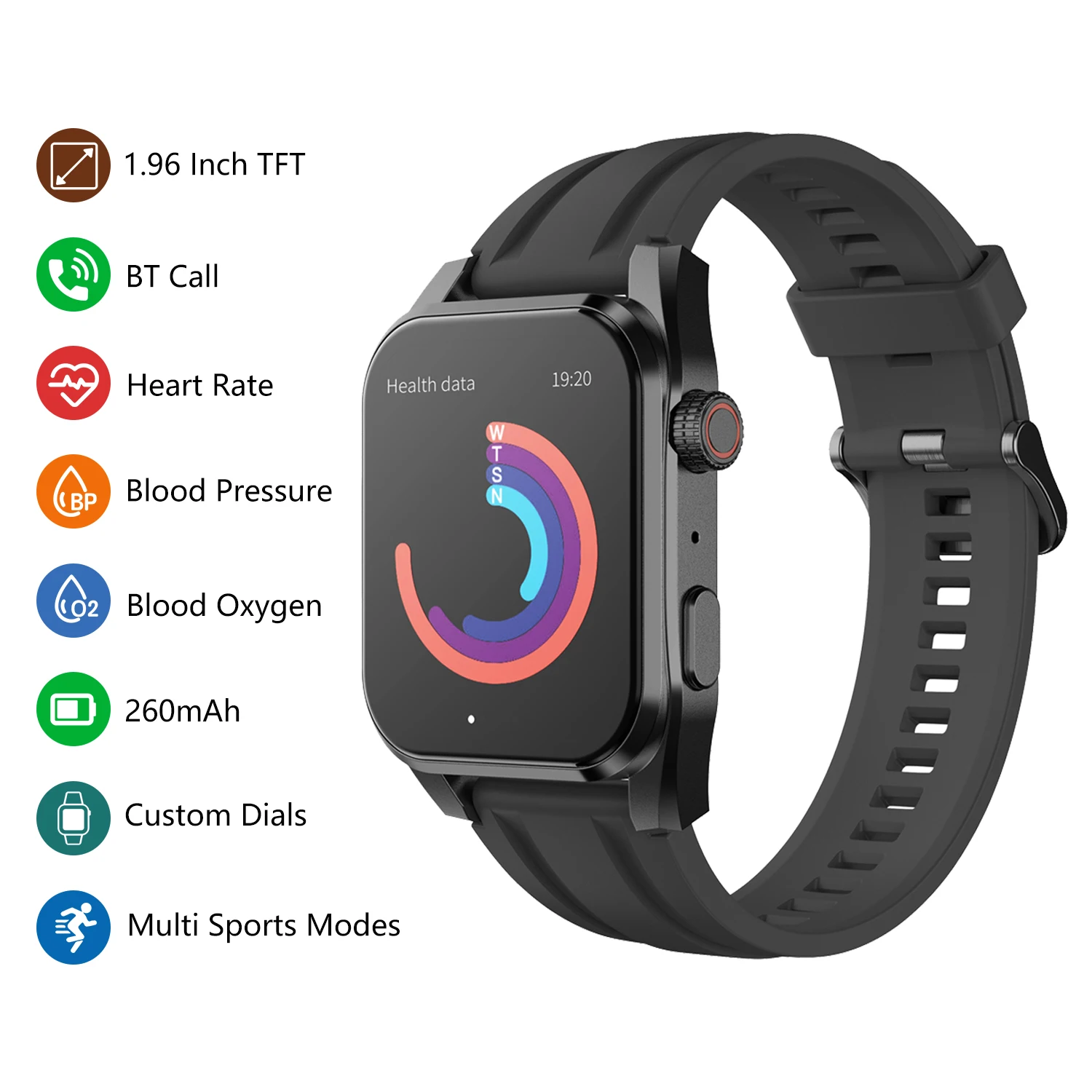 

Смарт-часы 1,96 дюйма HD с большим экраном, часы для голосовых звонков, монитор сердечного ритма, водонепроницаемые умные часы с индивидуальным циферблатом для мужчин и женщин