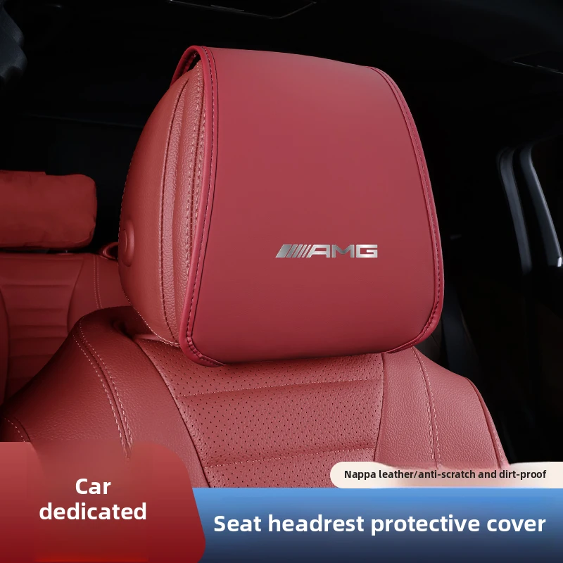 

Leather Car Seat Headrest Protective Cover For Mercedes benz AMG W204 W203 W212 W211 W124 W210 GLC GLE E CLA GLA W205 W211 W213