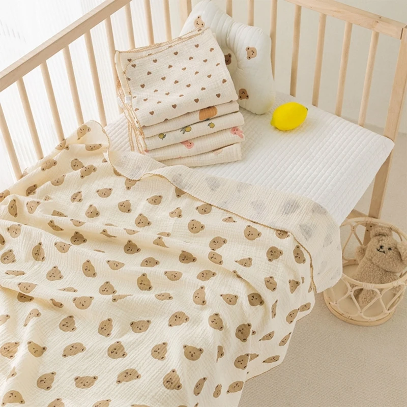 Cotton Swaddle Blanket Baby Floral Print Muslin Diaper New Born Crinkle Fabric Stroller Cover