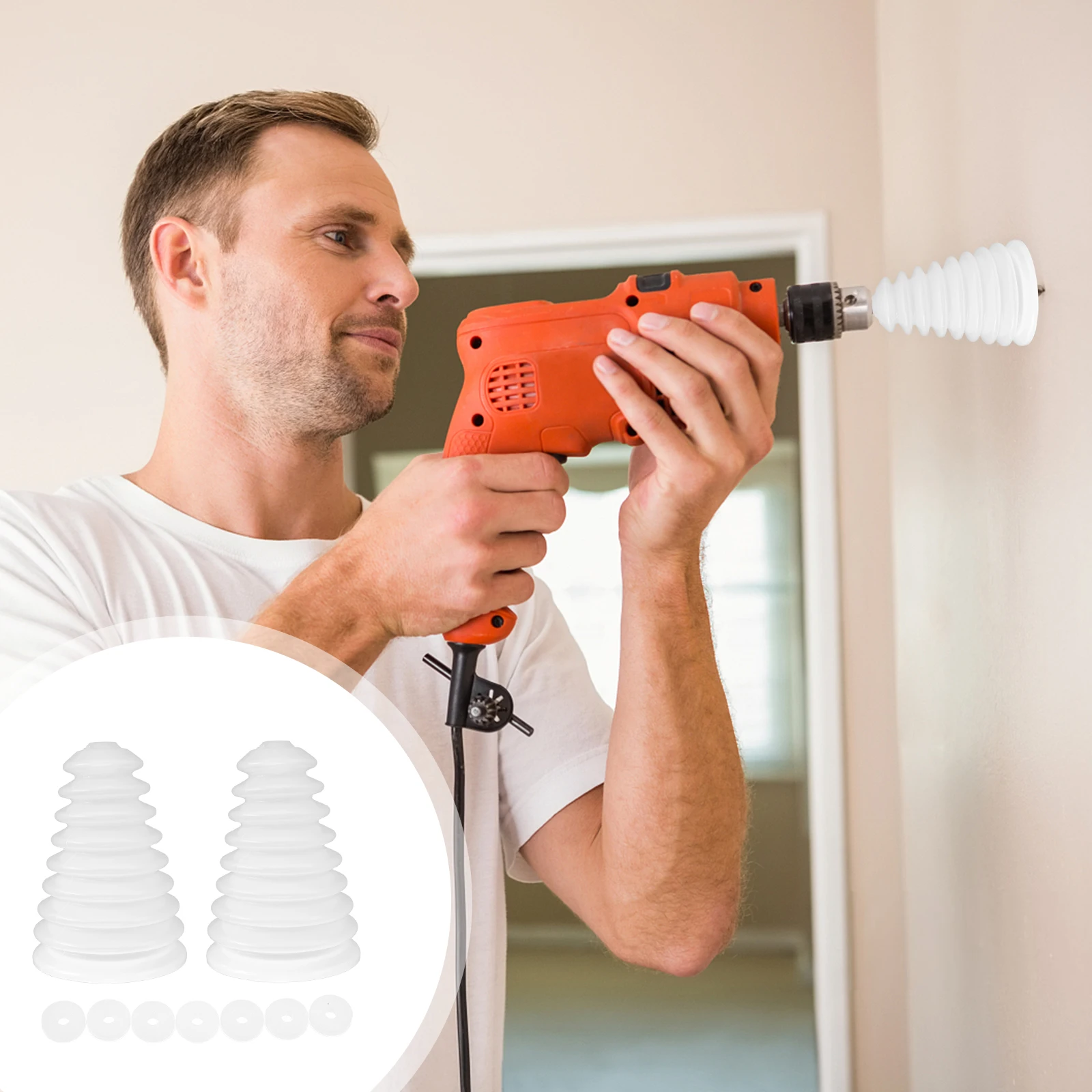 2 قطعة وعاء سيليكون مقاوم للغبار غطاء مثقاب كهربائي سهل التركيب عمر خدمة طويل مجمع مثقاب كهربائي أبيض