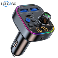 LOLOAGO Car FM Transmitter AUX Audio MP3 Player Type C PD 30W Dual USB Fast Charging Car Charger Handsfree Bluetooth 5.0 Car Kit