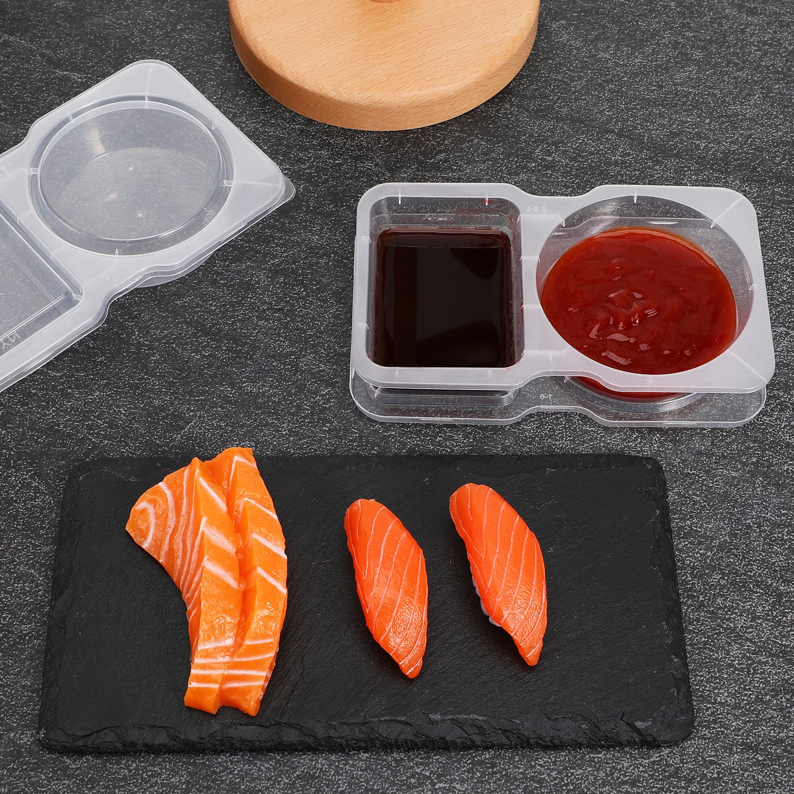 

20 pcs Double Compartment Condiment Containers Sauce Cups With Lids For Dressing Ketchup Mustard Portion Cups Plastic Seasoning