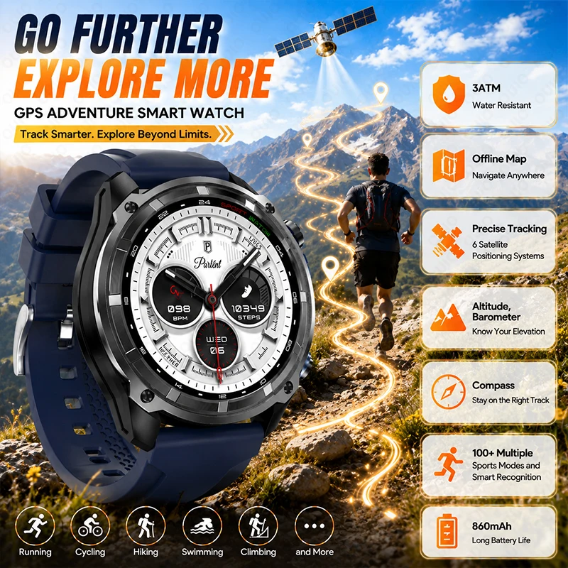 Outdoor Power Meter Box - Yaocx Herren Smartwatch Neue Outdoor-Präzisions-GPS-Karte 3TM