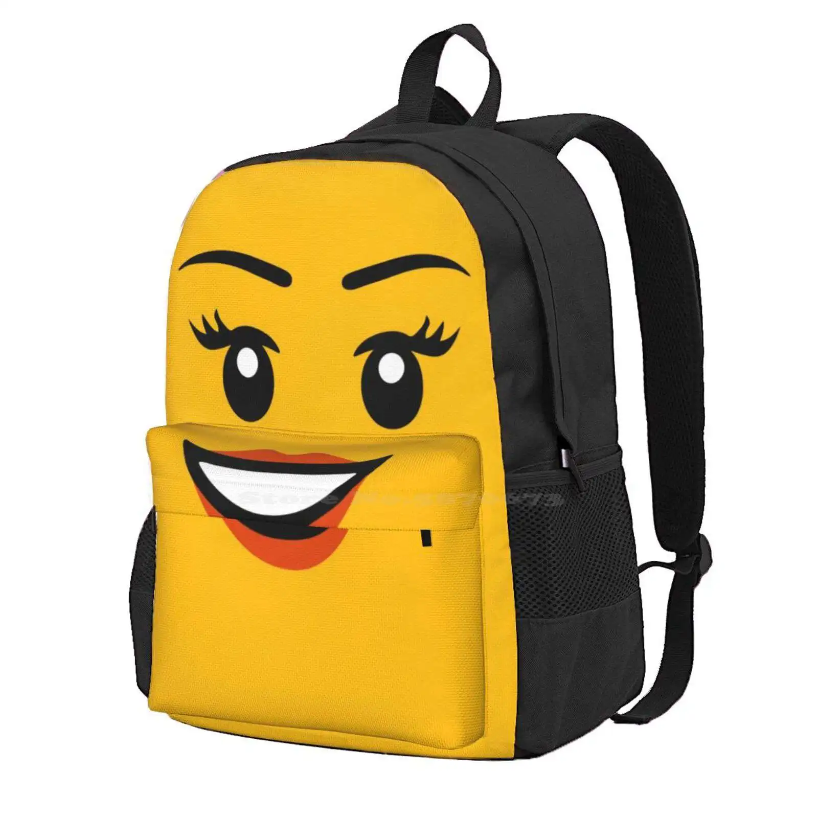 Brick Face - Girl Hot Sale Schoolbag Backpack Fashion Bags Face Face Grin Happy Yellow Funny Cool Girl Female