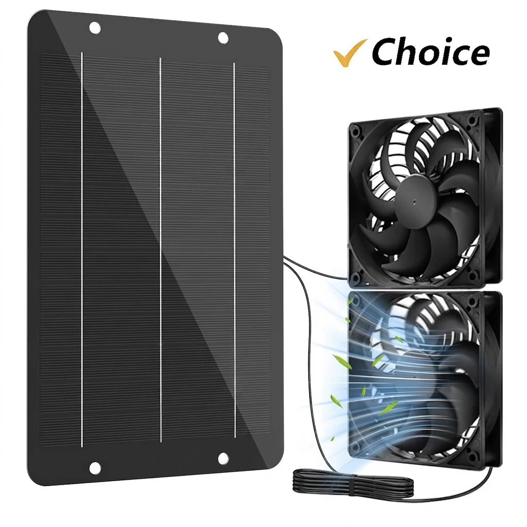 Solar Powered Fan Exhaust Fan12V10W 6V16W Waterproof Dual Exhaust Fan Air Extractor For Camping Greenhouse Kitchen Animal House
