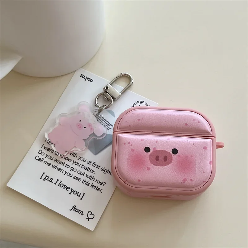 Pink Pig Case for AirPods 4 Airpod 1 2 3 Pro Pro2 Bluetooth Earbuds Charging Box Protective Earphone Case Cover