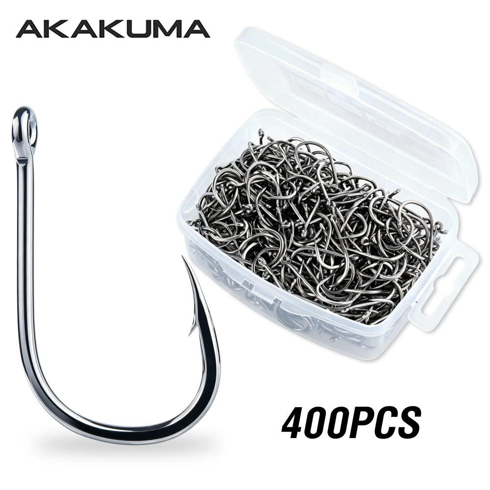 400Pcs/Box Fishing Hook Set 3#-15# High Carbon Steel Ultra Sharp Barbed Fishhook Saltwater Casting Accessories Circle Hooks