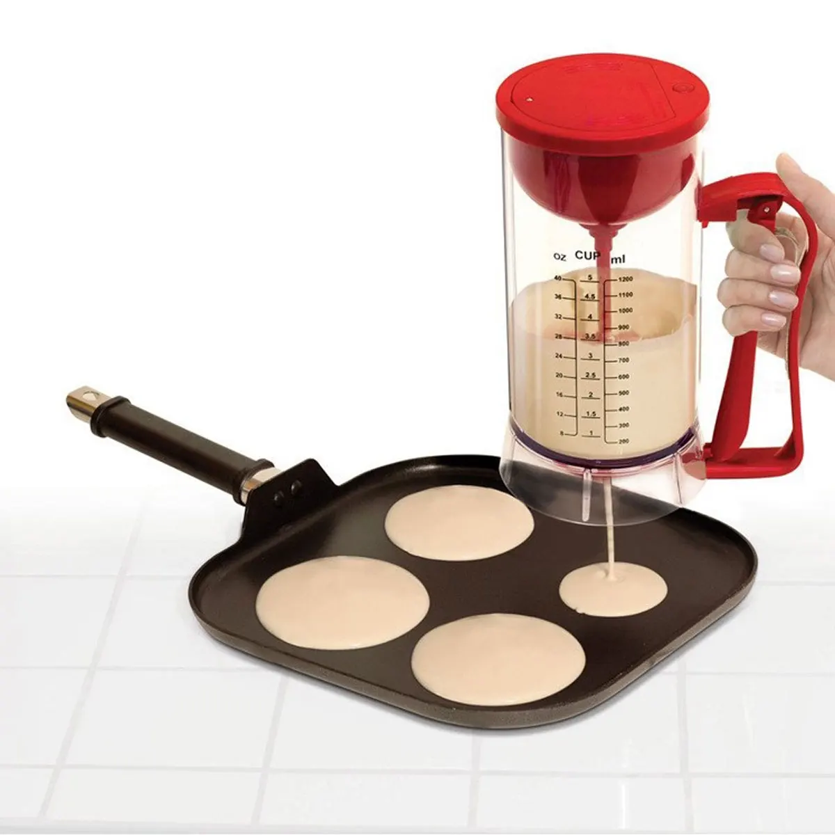 

Electric Pancake Machine Batter Dispenser BPA Free Plastic Ergonomic Handle Push Button Mixer Baking Tool Kitchen Gadgets
