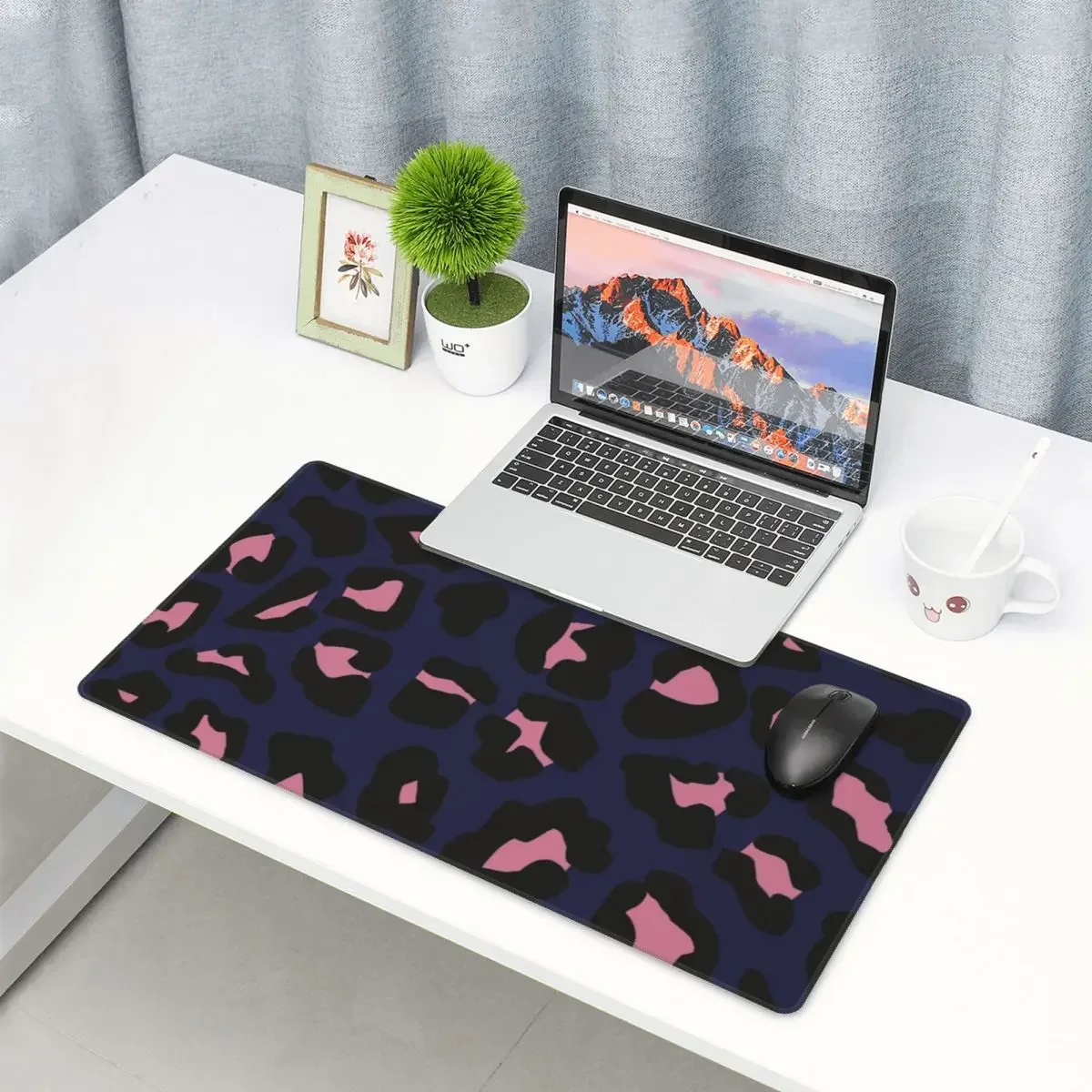 Large Mouse Pad Navy And Pink Leopard Print Gamer PC Laptop Mats Keyboard Carpet Computer Gaming Office Accessories Desk Mat